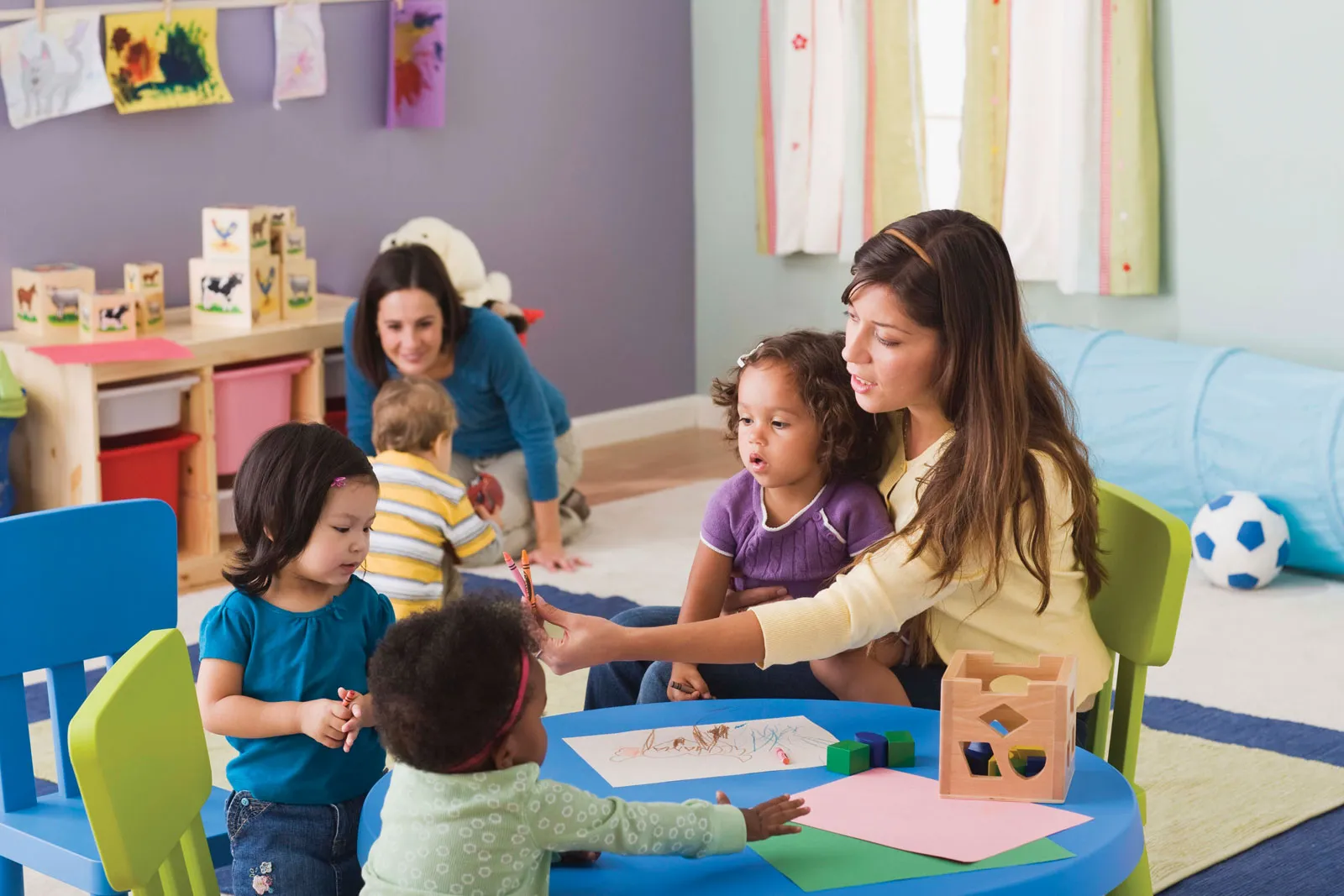 Caregiver with children
